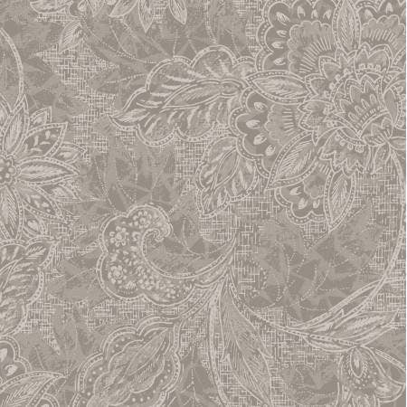 118" Shadows Jacquard Taupe Wide Quilt Backing Fabric - Oasis Fabrics 1830804, Light Brown Gray Floral Wide Quilt Backing Fabric By the Yard