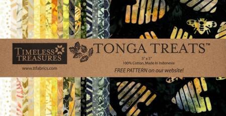 Honeycomb Tonga Treat-Mini Batik Charm Pack - Timeless Treasures MINI42-HONEYCOMB, Green Gold Cream Batik Charm Pack