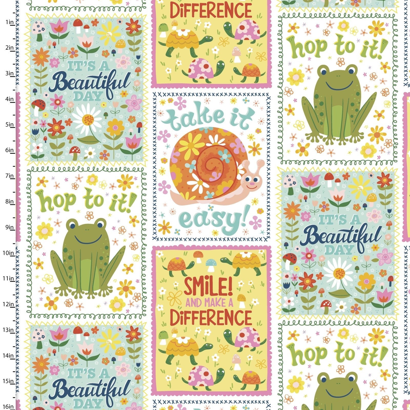 Susie Sunshine Sunshine Patch Fabric - 3 Wishes Fabric 20707-WHT, Colorful Inspirational Words Fabric By the Yard