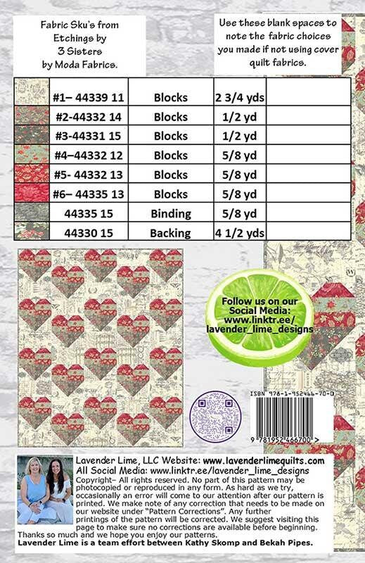 Love Wins Quilt Pattern - Lavender Lime Quilting DLL203, Hearts Themed Quilt Pattern, Easy Valentine Quilt Pattern