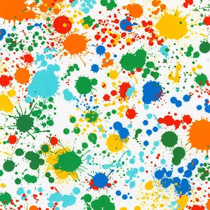 108" Primary Colors Splatter Wide Quilt Backing Fabric - Robert Kaufman SRKXD-18147-195, Paint Spatter Wide Quilt Backing Fabric by the Yard