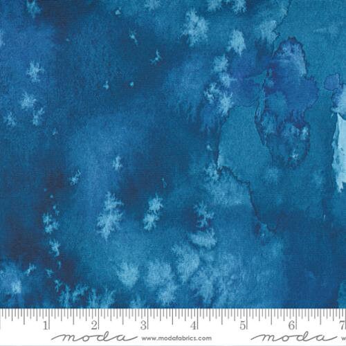 108" Flow Navy Blue Wide Quilt Backing Fabric - Moda 108004-34, Blue Marbled Wide Quilt Backing, Medium Blue Wide Backing By the Yard