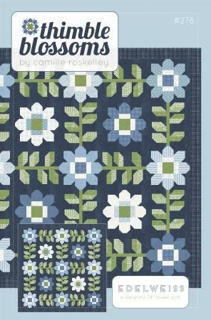 Edelweiss Quilt Pattern - Thimble Blossoms TBL278, Fat Quarter Friendly Floral Quilt Pattern, Flowers Quilt Pattern for Fat Quarters
