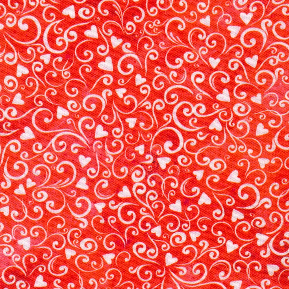 Lovely Day Swirls Love Fabric - Robert Kaufman Fabrics AHVD22255-461, Red and White Hearts Fabric, Valentine's Day Hearts Fabric By the Yard