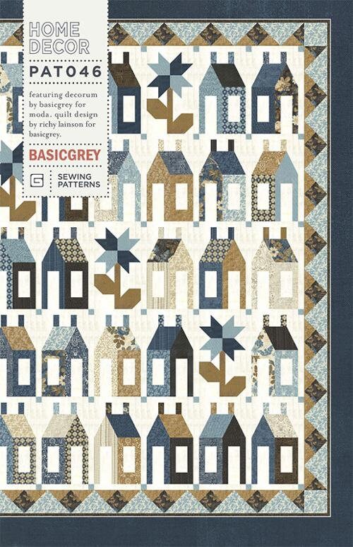 Home Decor Houses Quilt Pattern - BasicGrey PAT046, Fat Quarter Friendly House Quilt Pattern, Town Village Quilt Pattern