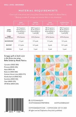 Joyful Stars Quilt Pattern with Four Size Options - Cotton & Joy Patterns CJ109, Layer Cake Charm Square and Fat Quarter Friendly Pattern