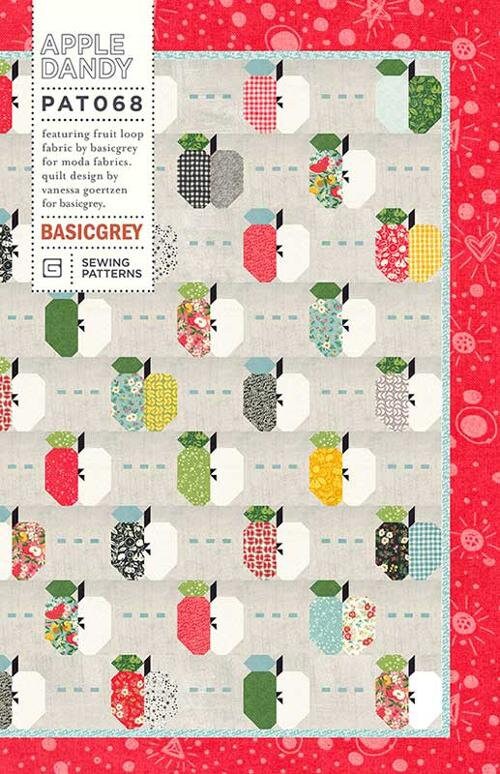 Apple Dandy Quilt Pattern by BasicGrey BGPAT068, Layer Cake Friendly Apple Themed Quilt Pattern, Fall Themed Quilt Pattern