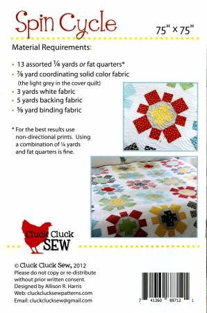 Spin Cycle Quilt Pattern - Cluck Cluck Sew CCS129, Fat Quarter Friendly Flower Quilt Pattern, Easy Floral Quilt Pattern for Fat Quarters