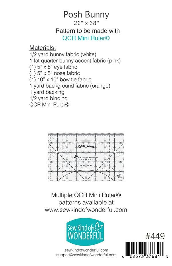 Posh Bunny Quilt Pattern - Sew Kind of Wonderful SKW449, Mini Quick Curve Ruler Pattern, Rabbit Quilt Pattern, Easter Bunny Quilt Pattern