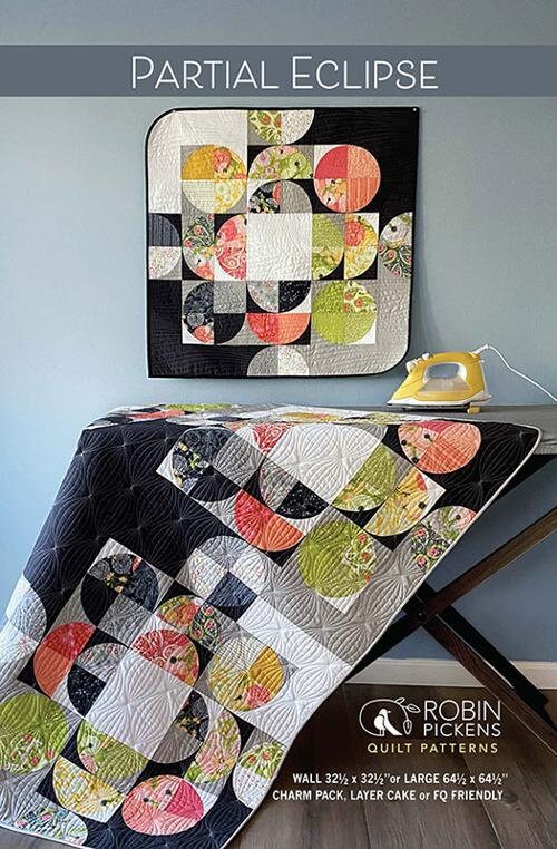 Partial Eclipse Quilt Pattern in Two Sizes - Robin Pickens RPQP-PE155, Charm Pack and Layer Cake Friendly Quilt Pattern in Two Sizes