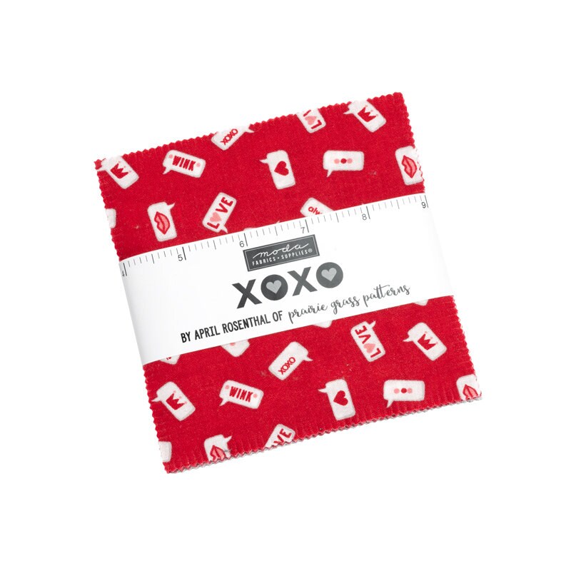 XOXO Charm Pack - Moda 24140PP, 42 5" Squares, Valentine's Day Charm Pack, Valentine Themed Charm Pack, Valentine's Fabric