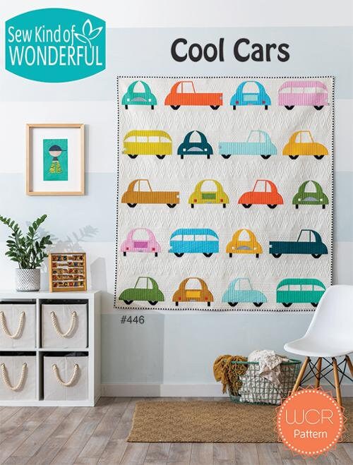 Cool Cars Quilt Pattern - Sew Kind of Wonderful SKW446, Car Themed Quilt Pattern, Fat Quarter Car Quilt Pattern, Wonder Curve Ruler Pattern