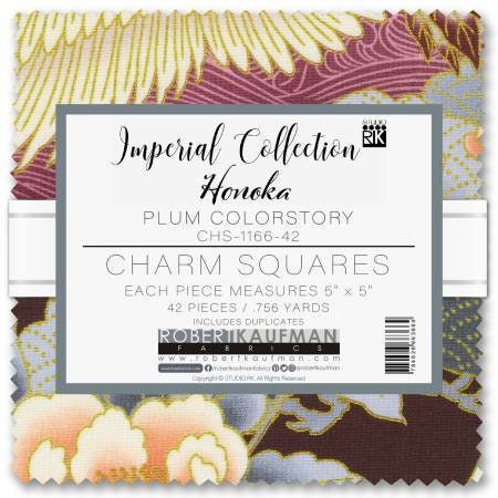 Imperial Collection Honoka Plum Colorstory 5" Squares Charm Pack - Robert Kaufman CHS-1166-42, Asian Floral Fabric Charm Pack