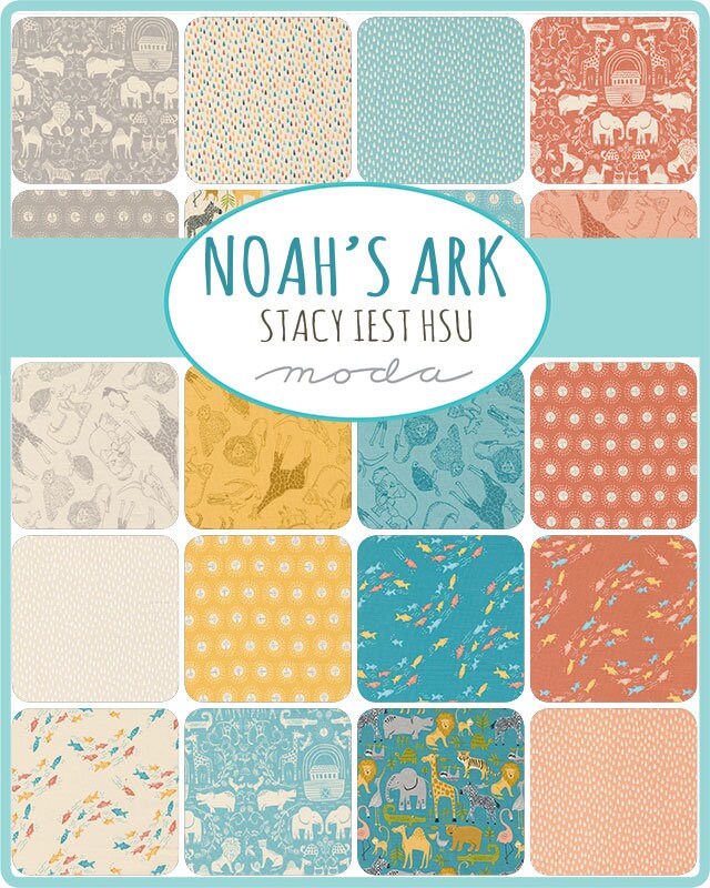 Noah's Ark Charm Pack - Moda 20870PP, Gender Neutral Baby or Child Charm Pack, Animal Theme Juvenile Charm Pack, Animals Charm Pack