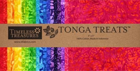 Brightside Tonga Treat-Mini Batik Charm Pack - Timeless Treasures MINI42-BRIGHTSIDE, Bright Colors Batik Charm Pack, Tropical Colors Charm