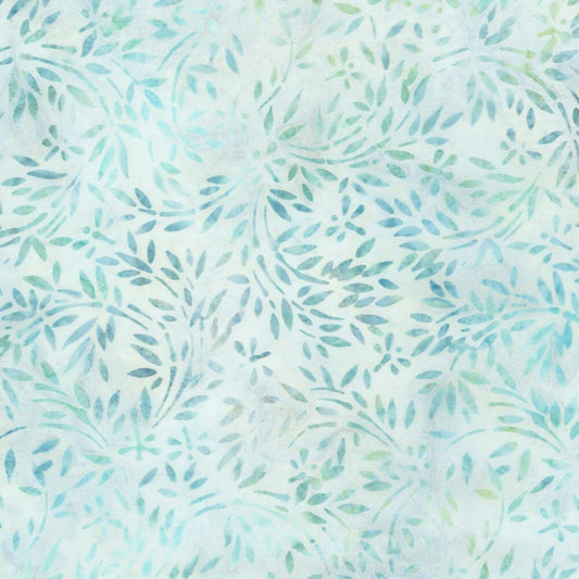 Morning Mist Sprigs Spa Batik Fabric - Robert Kaufman AMD-22163-264, Blue Gray Batik Floral Fabric, Blue Gray Batik Blender By the Yard