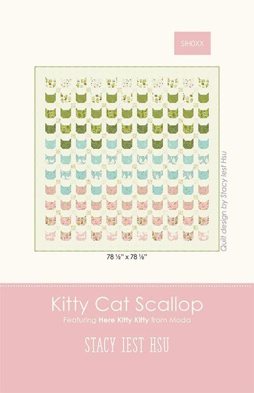 Kitty Cat Scallop Quilt Pattern - Stacy Iest Hsu SIH084, Cat Quilt Pattern - Cat Lover Quilt Pattern, Cat Themed Throw Quilt Pattern