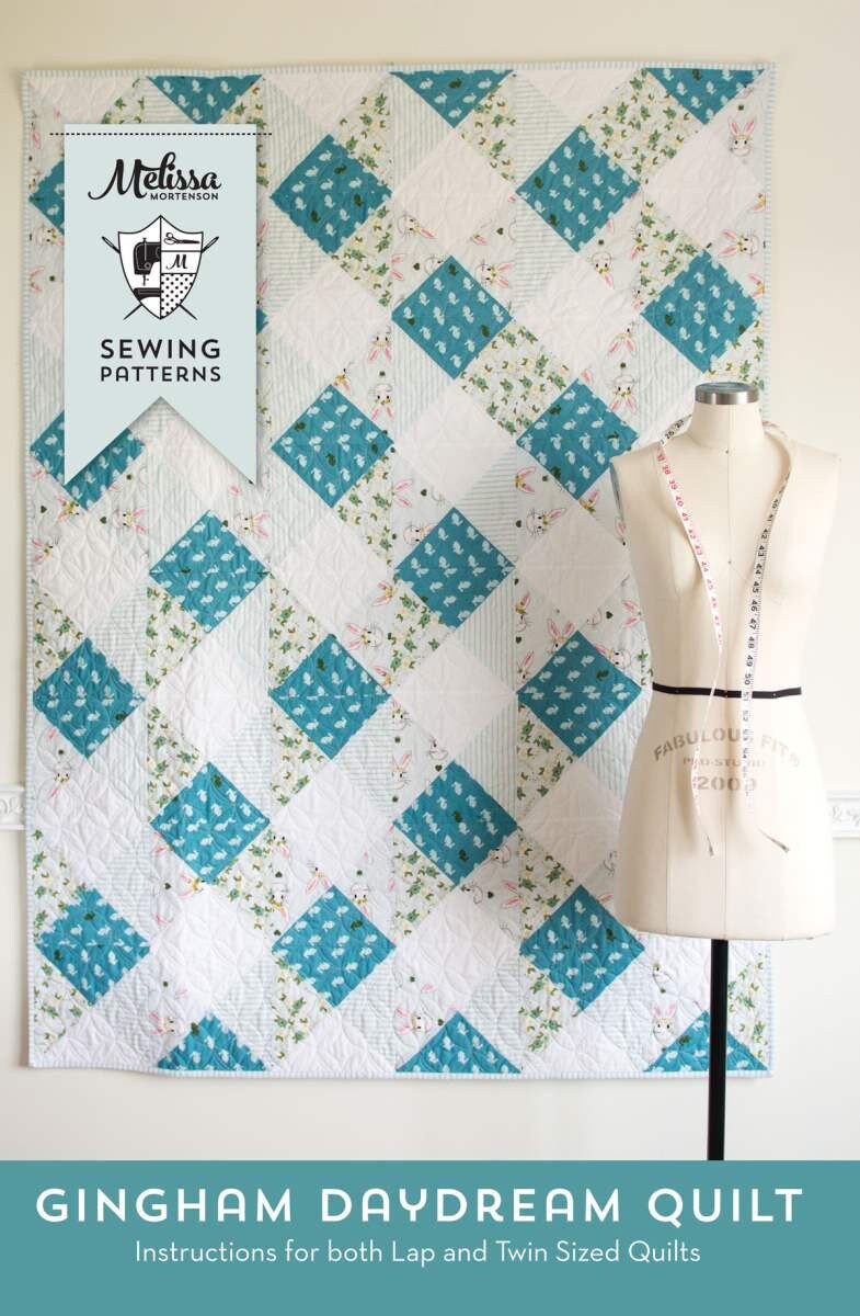 Gingham Daydream Quilt Pattern in Five Size Options - Melissa Mortenson P115-PDC5416, Beginner Friendly Scrappy Quilt Pattern in Five Sizes