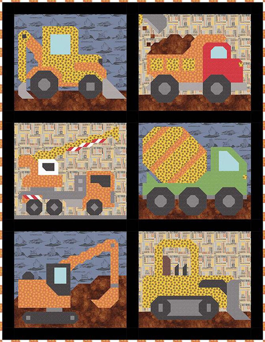 Construction Crew Quilt Pattern - Counted Quilts CQ-193, Construction Themed Quilt Pattern, Little Boy Quilt Pattern