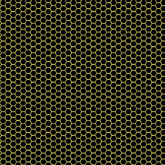 Buzzworthy Honeycomb Black Gold Metallic Fabric - 18" REMNANT CUT - Benartex Kanvas Fabrics 9969M-12, Black Blender Fabric By the Yard