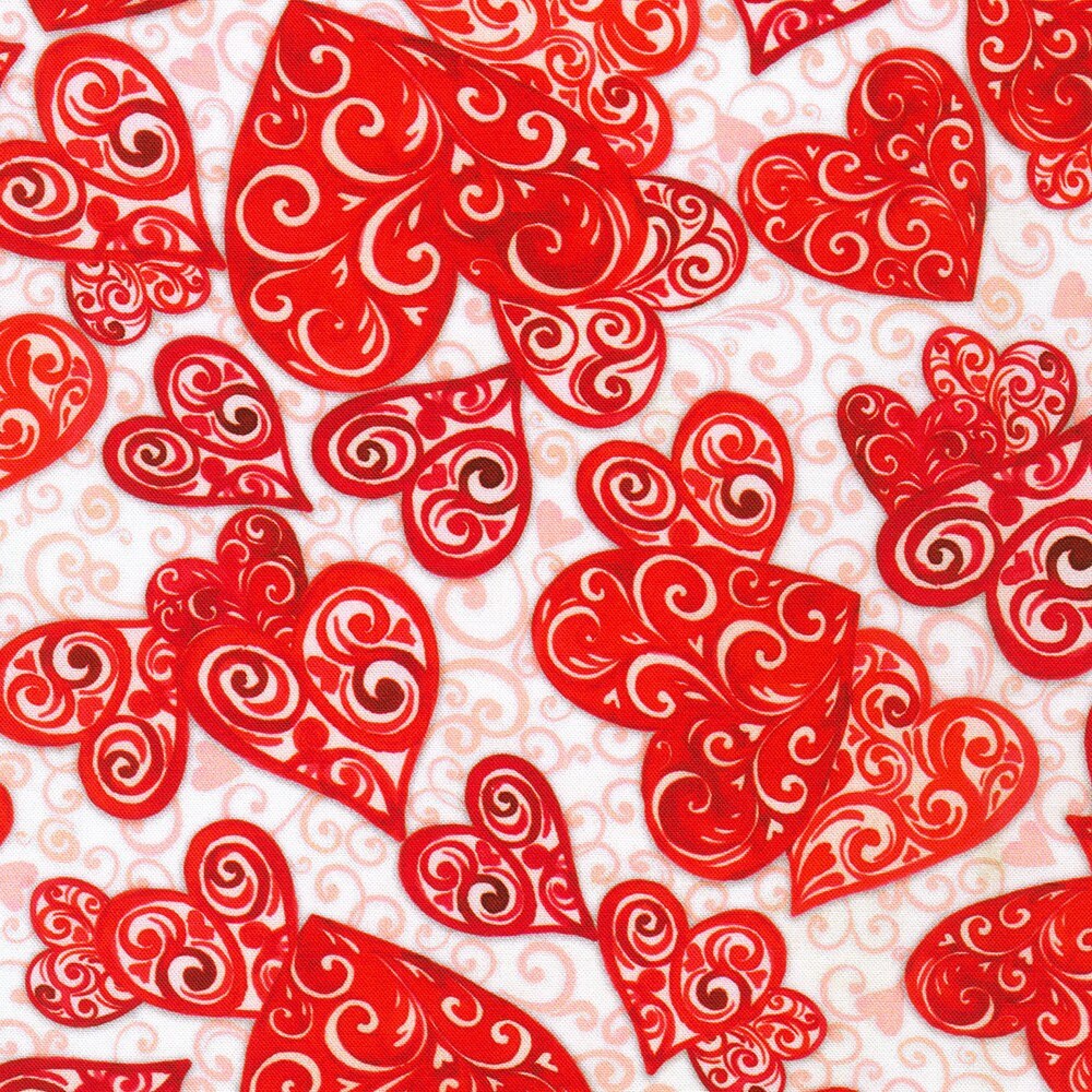 Lovely Day Hearts Sugar Fabric - Robert Kaufman Fabrics AHVD22253467, Red and White Hearts Fabric, Valentine's Day Hearts Fabric By the Yard