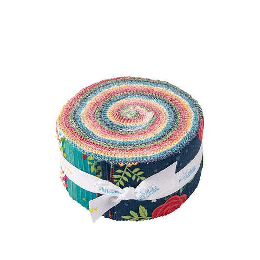 Market Street Rolie Polie Jelly Roll - Riley Blake Designs RP-14120-40, 40 2 1/2" Pre Cut Fabric Strips, Floral Jelly Roll Strip Pack