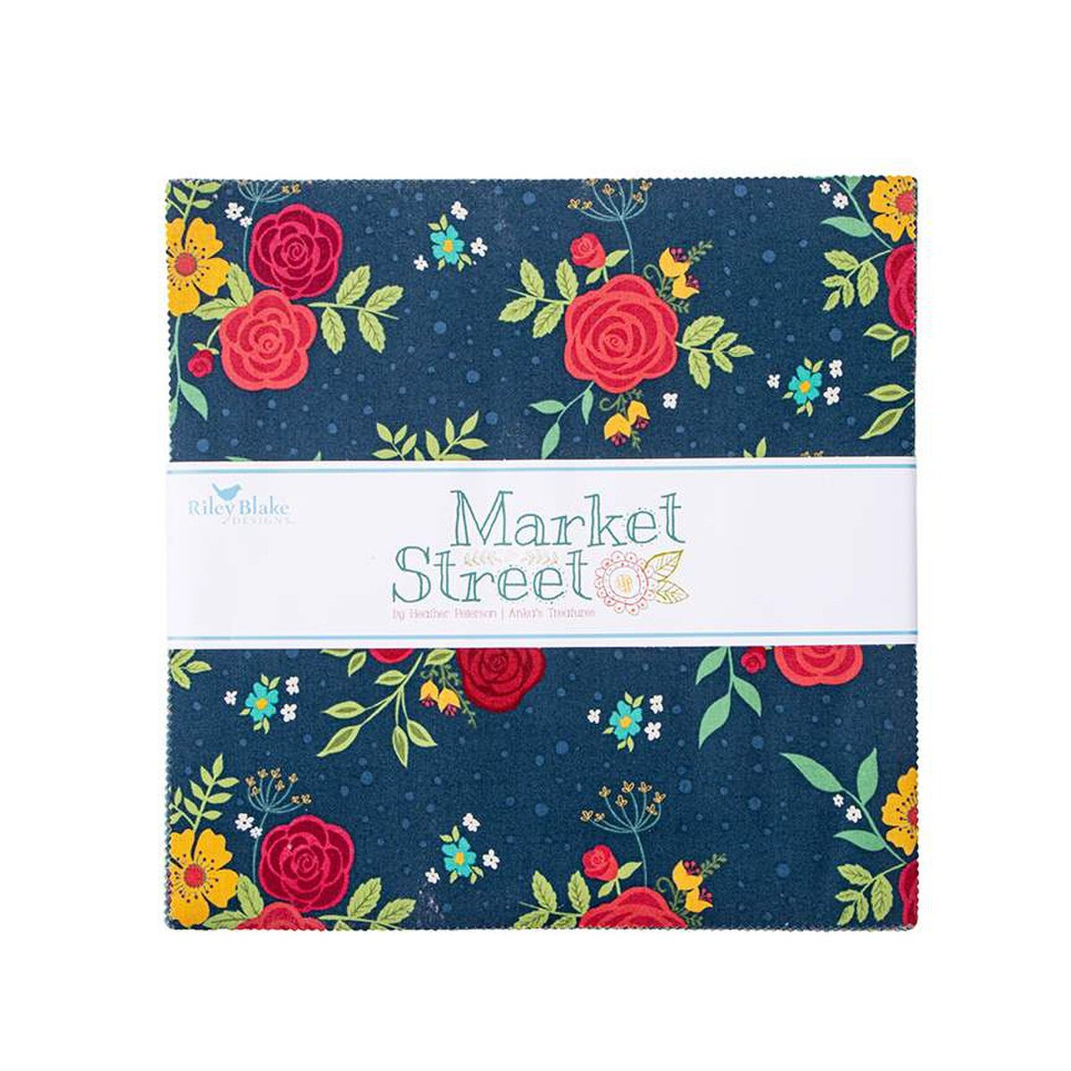 Market Street 10" Stacker Layer Cake - Riley Blake Designs 10-14120-42, Red Blue Yellow Floral Fabric Layer Cake