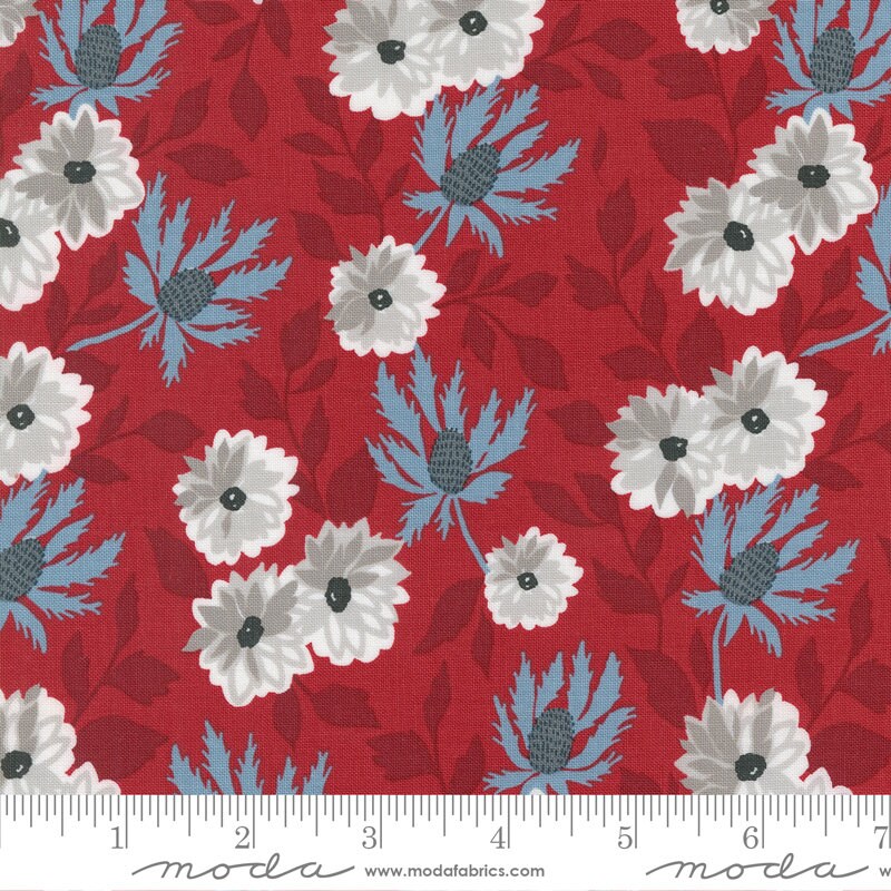 Old Glory Fabric Jelly Roll - Moda 5200JR, Patriotic Floral Fabric Jelly Roll, Red White and Blue Floral Fabric Strip Pack