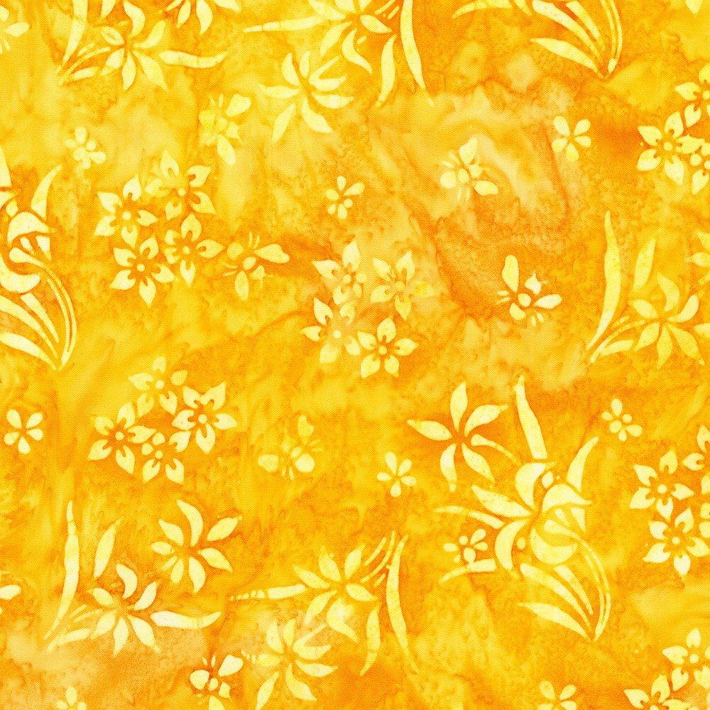 Bees and Flowers Batik 5" Squares Charm Pack - Robert Kaufman Fabrics CHS-1199-42, Yellow and Green Batik Charm Pack