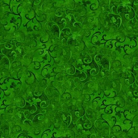 Holly Green Scroll Fabric - Wilmington Prints 89025-777, Green Blender Fabric, Green Tonal Fabric, Green Christmas Fabric