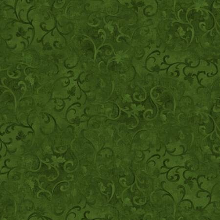 Forest Green Scroll Fabric - Wilmington Prints 89025-799, Dark Green Blender Fabric, Green Tonal Fabric, Dark Green Scroll Fabric