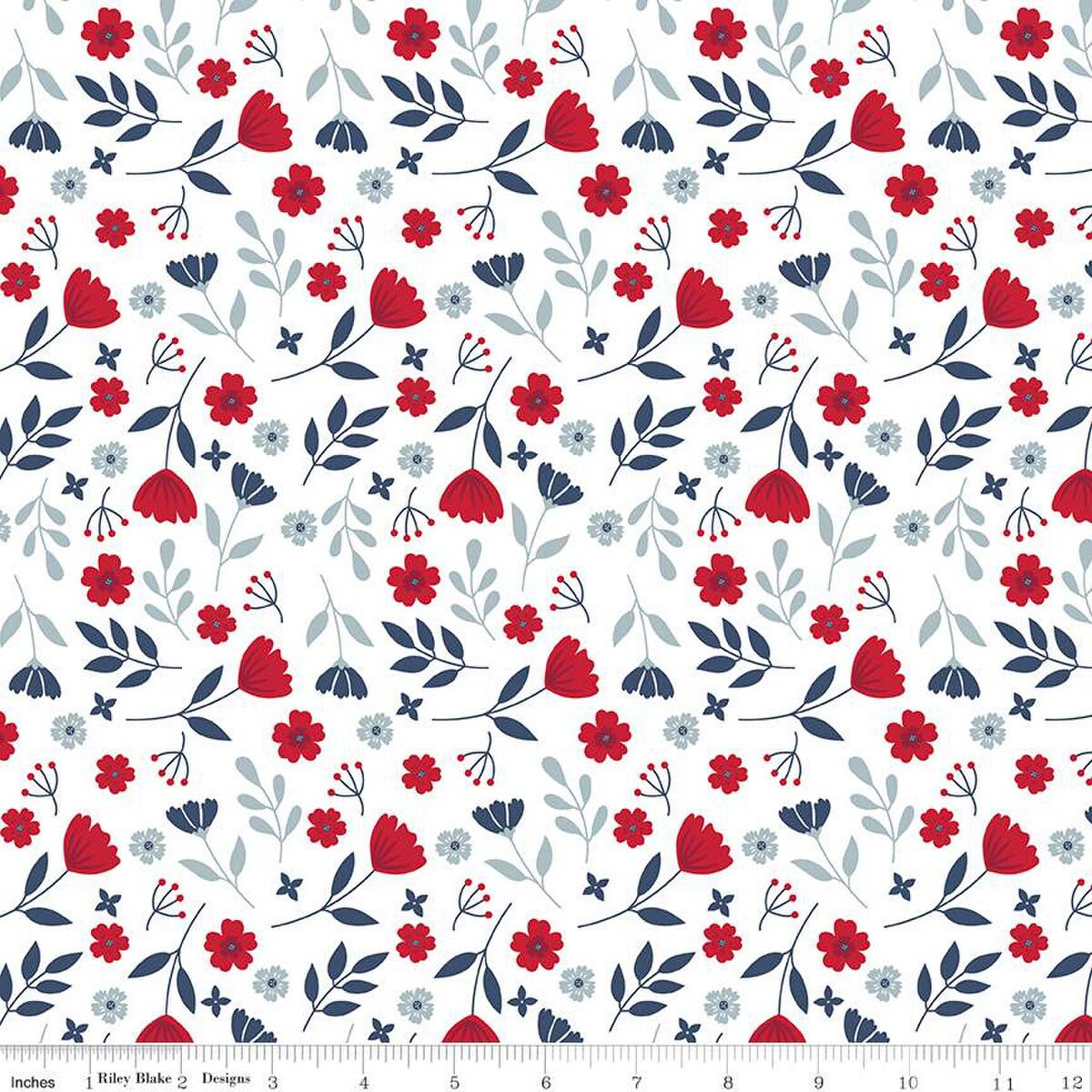 American Beauty Fabric Rolie Polie (Jelly Roll) - Riley Blake Designs RP-14440-40, Patriotic Floral Fabric Jelly Roll Strip Pack