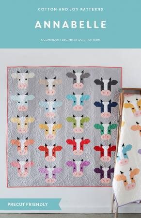 Annabelle Quilt Pattern in Three Size Options - Cotton & Joy Patterns CJ126, Layer Cake and Fat Quarter Friendly Cow Faces Quilt Pattern