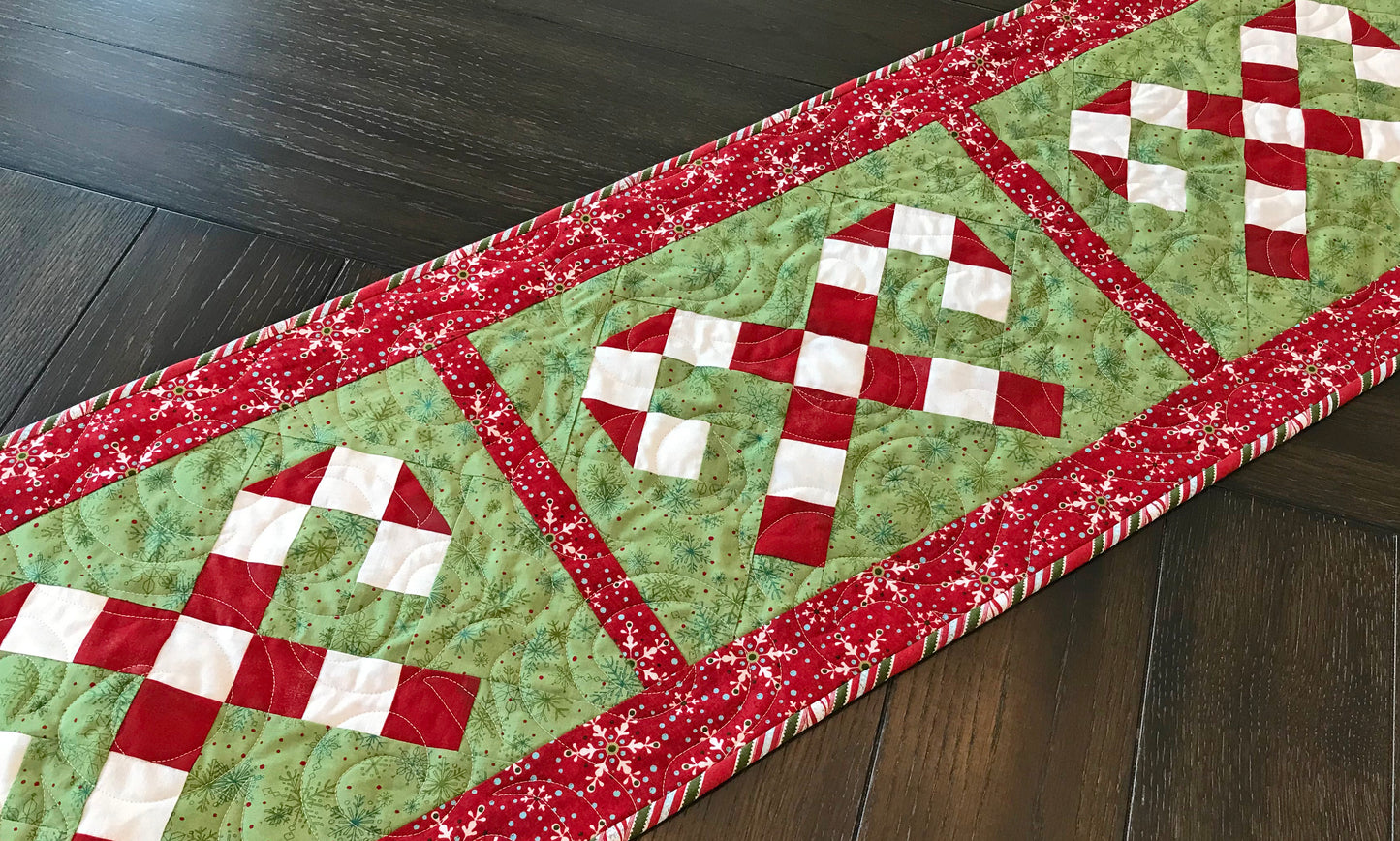 Candy Cane Lane Table Runner Pattern - Digital Pattern - Handmade Quilts, Digital Patterns, and Home Décor items online - Cuddle Cat Quiltworks