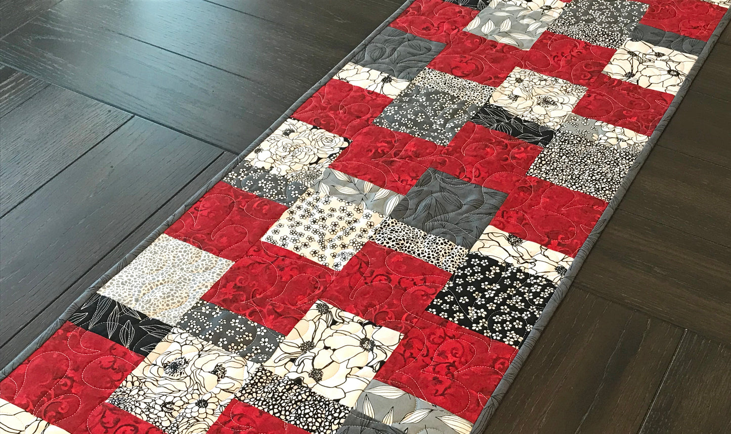 Dancing Squares Table Runner Pattern - Digital Pattern - Handmade Quilts, Digital Patterns, and Home Décor items online - Cuddle Cat Quiltworks