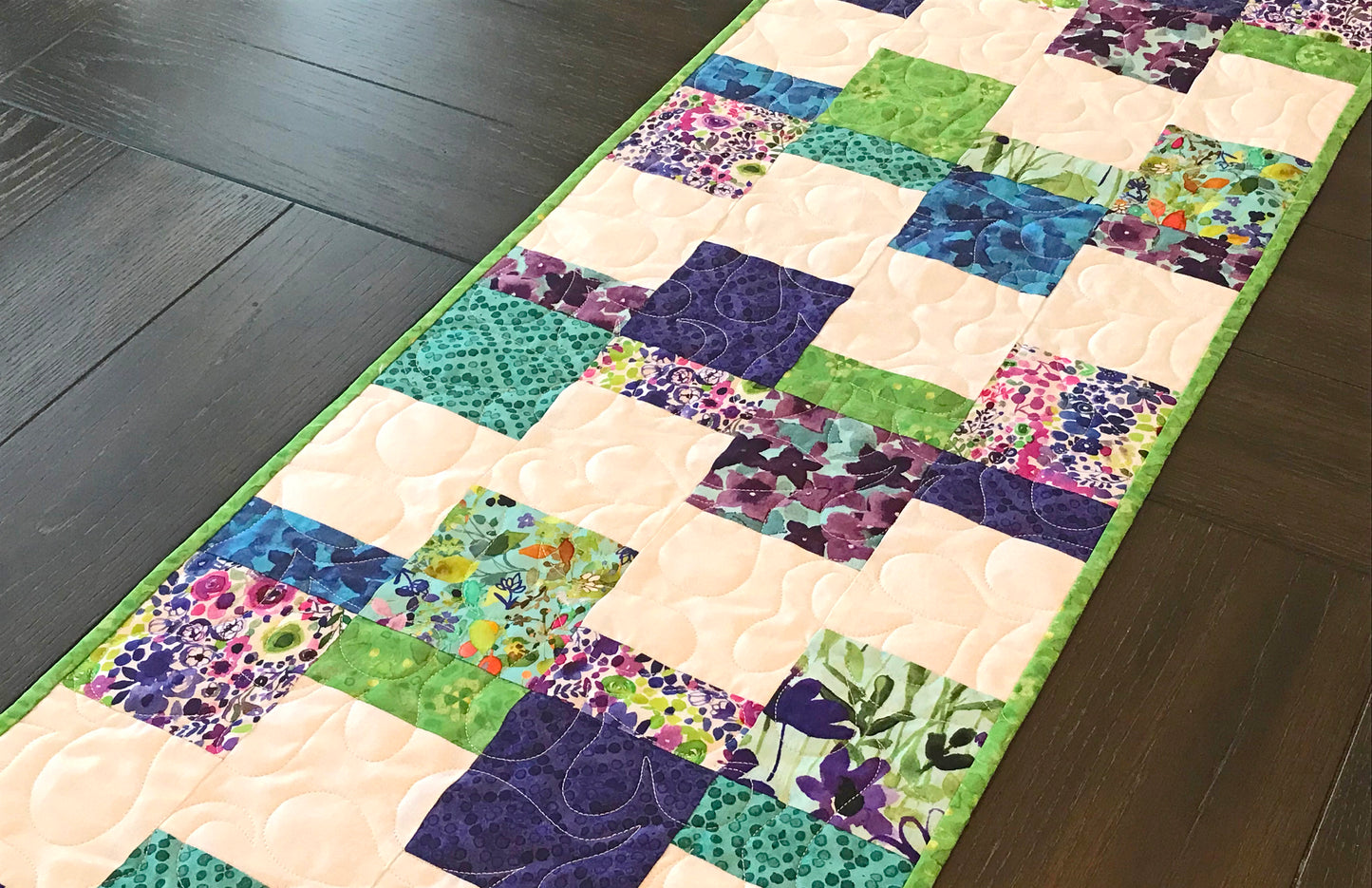 Dancing Squares Table Runner Pattern - Digital Pattern - Handmade Quilts, Digital Patterns, and Home Décor items online - Cuddle Cat Quiltworks