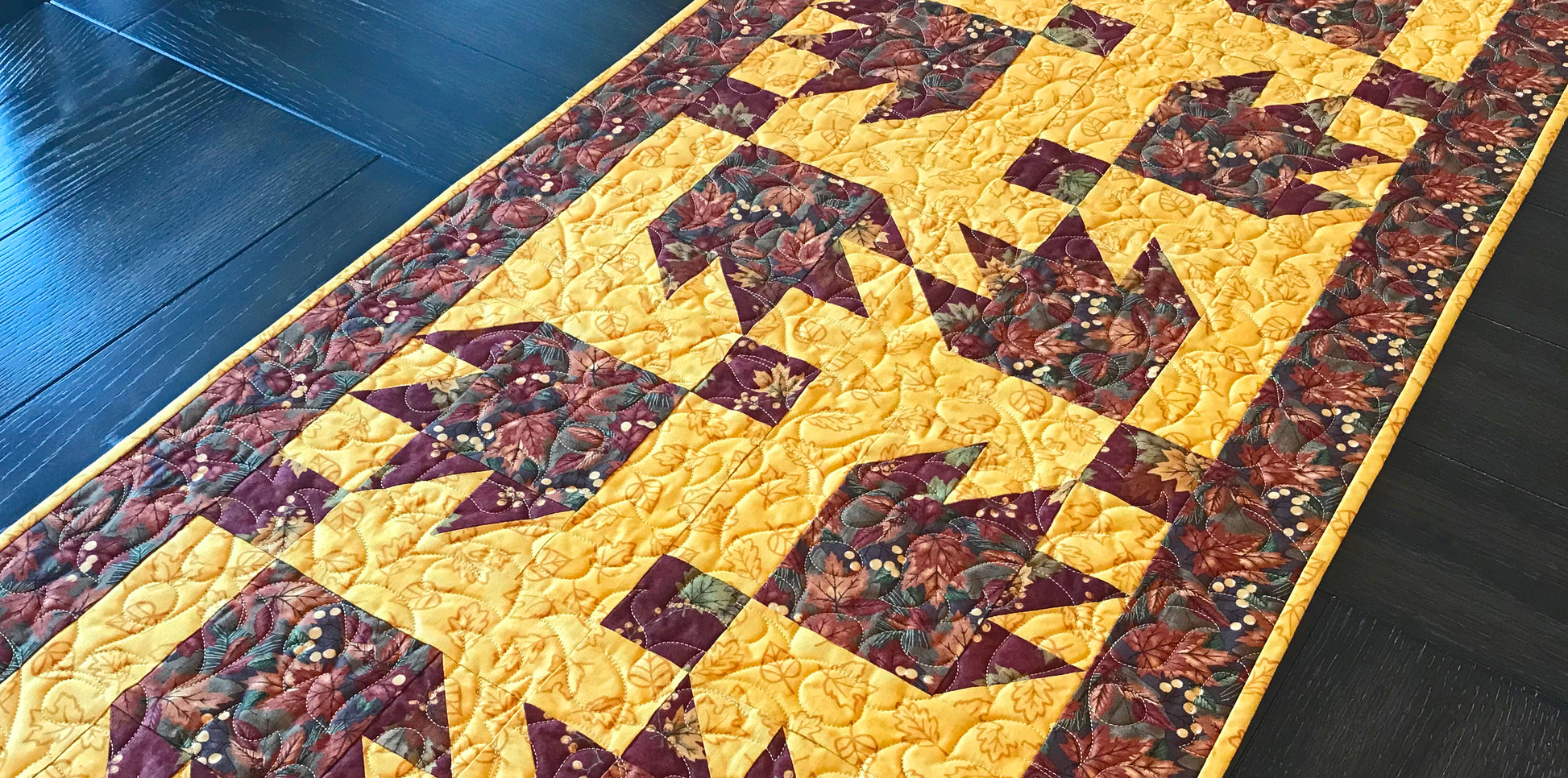 Fall Leaves Table Runner - Handmade Quilts, Digital Patterns, and Home Décor items online - Cuddle Cat Quiltworks